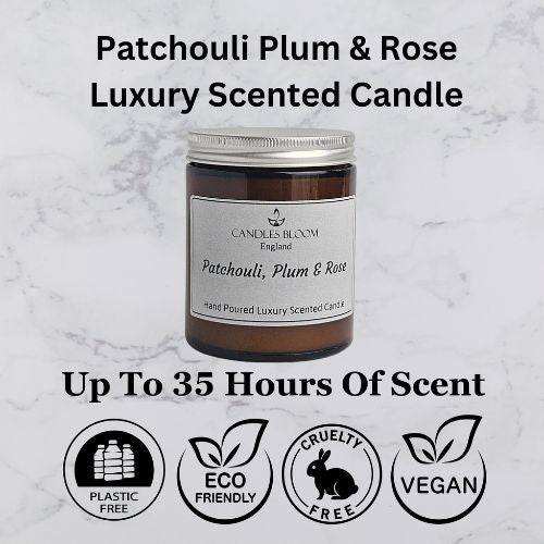 Patchouli Plum & Rose Scented Candle