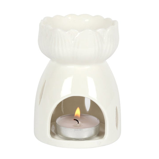 White Gloss Lotus Flower Wax Burner