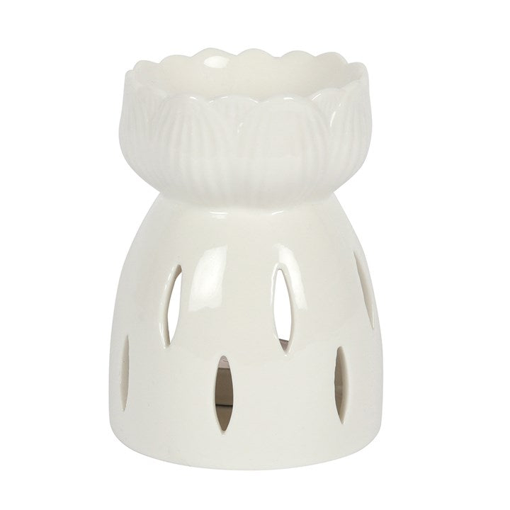 White Gloss Lotus Flower Wax Burner