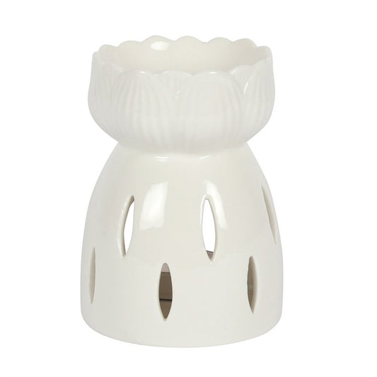 White Gloss Lotus Flower Wax Burner
