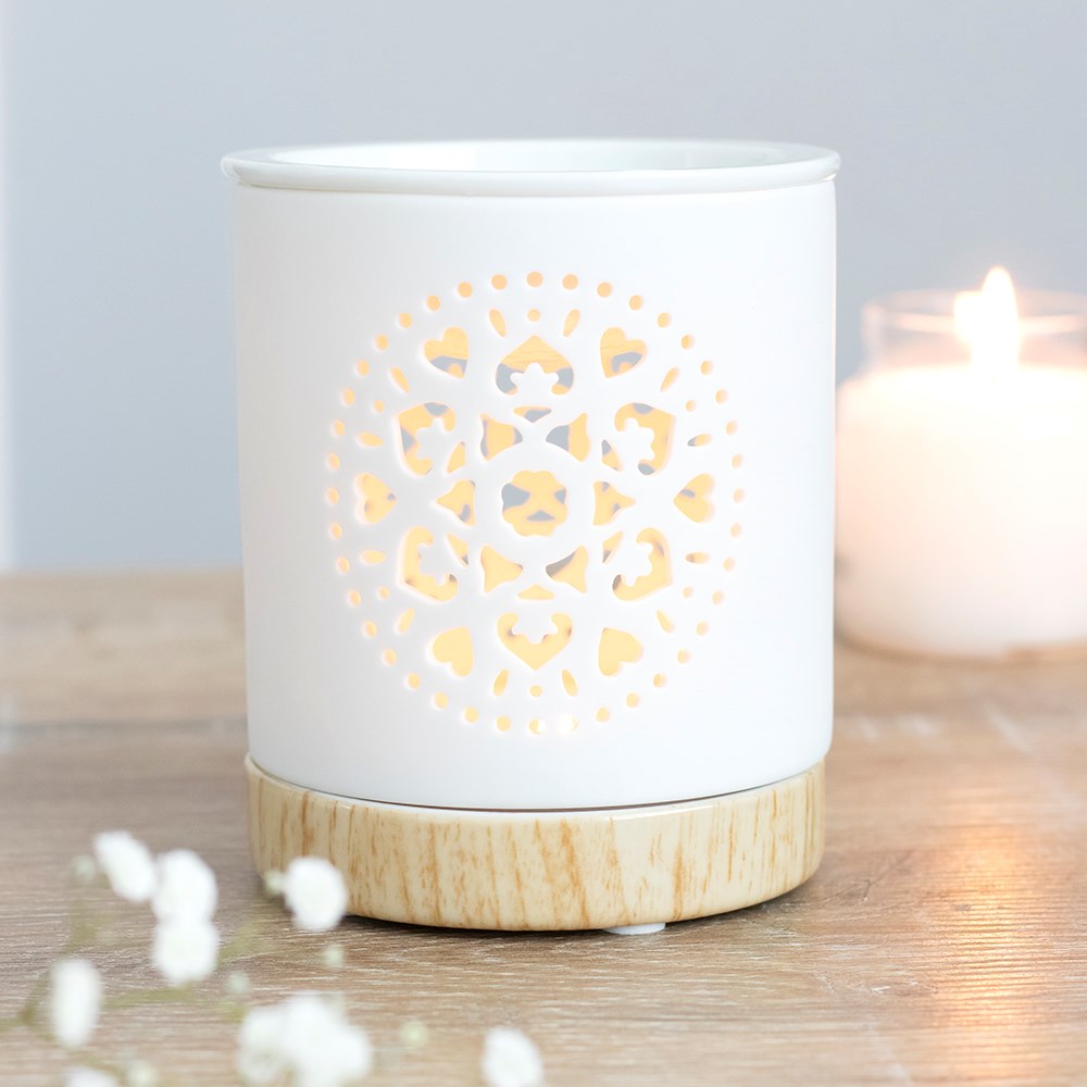 White Mandala Cut Out Wax Melt Burner