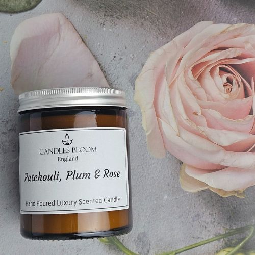 Patchouli Plum & Rose Scented Candle