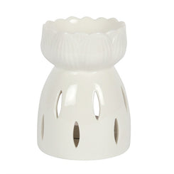 White Gloss Lotus Flower Wax Burner